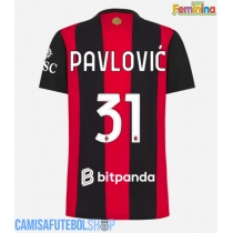 Camisa de time de futebol AC Milan Strahinja Pavlovic #31 Replicas 1º Equipamento Feminina 2026-27 Manga Curta